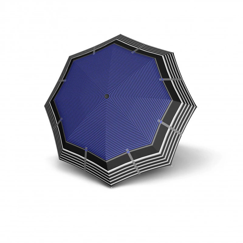 Tmavě modrý pruhovaný skládací plně automatický dámský deštník Amiyah