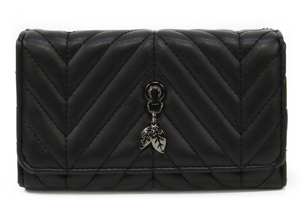 Černá klopnová dámská peněženka s kovovou ozdobou Tarquinia
