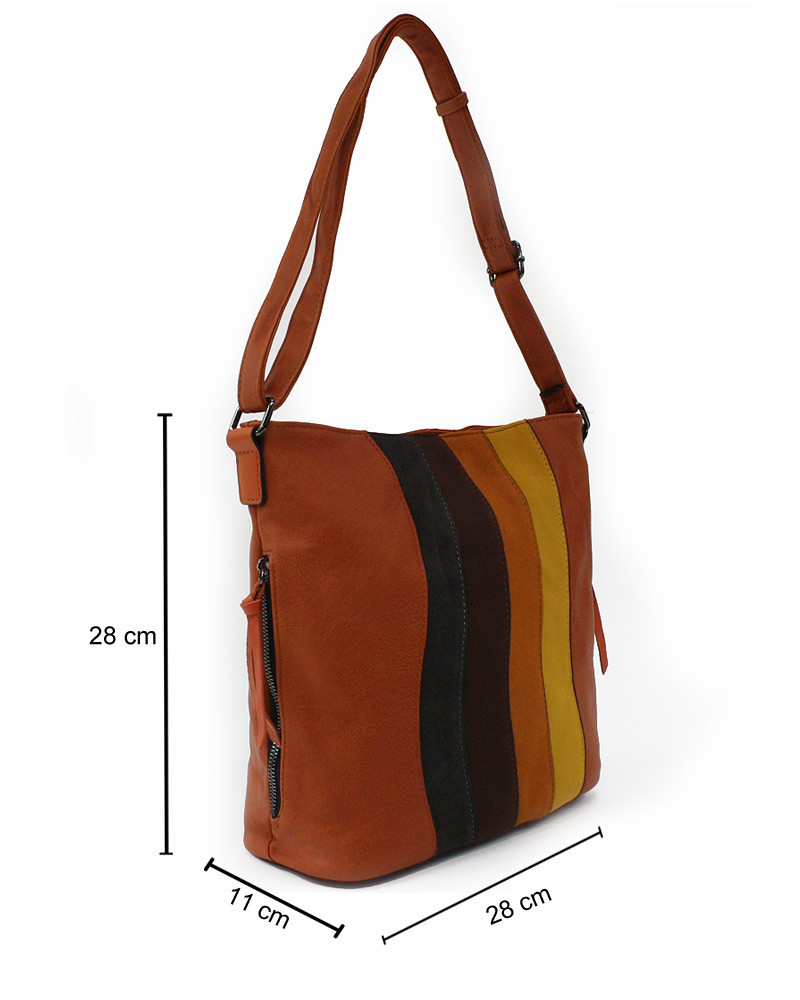 Oranžová zipová dámská kabelka s barevnými pruhy Jaylin