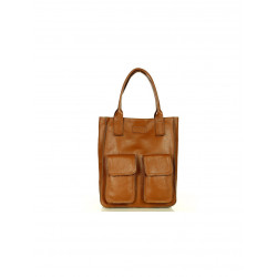 Hnědá velká dámská kožená kabelka do ruky Ainsley