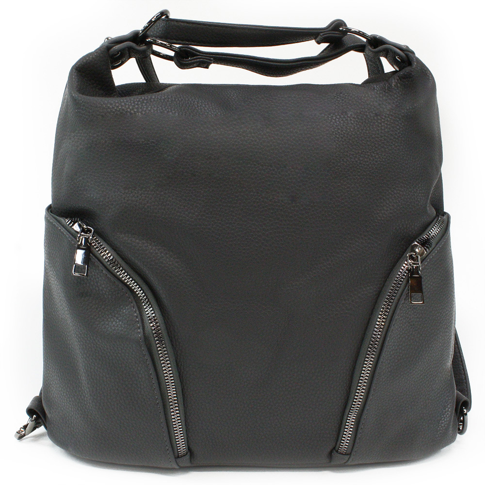Tmavě šedá dámská kabelka s kombinací batohu Devara