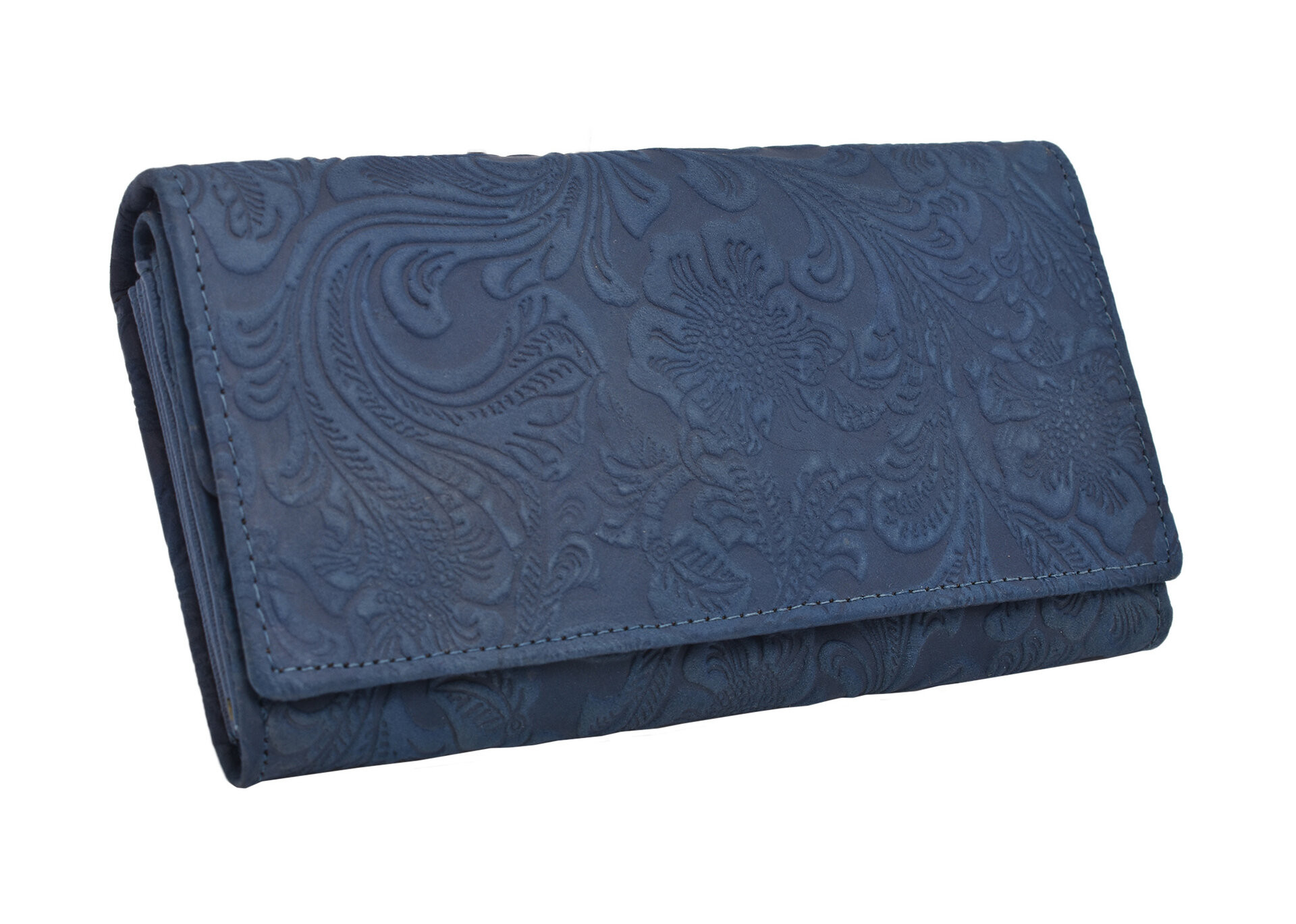 Tmavě modrá kožená dámská klopnová peněženka Averi