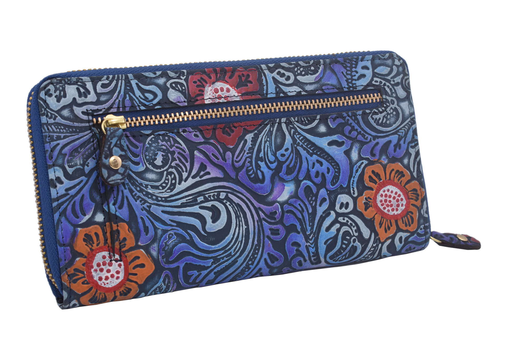 Modrá barevná kožená dámská zipová peněženka Journey