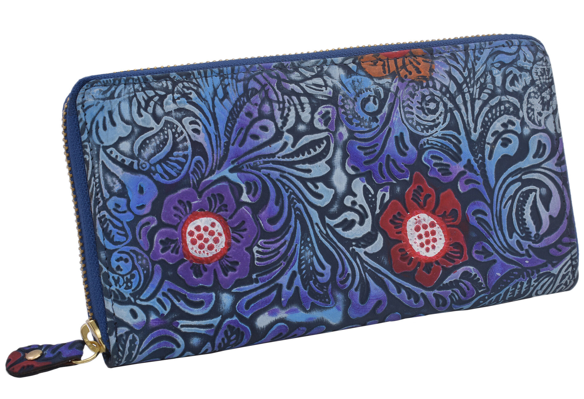 Modrá barevná kožená dámská zipová peněženka Journey