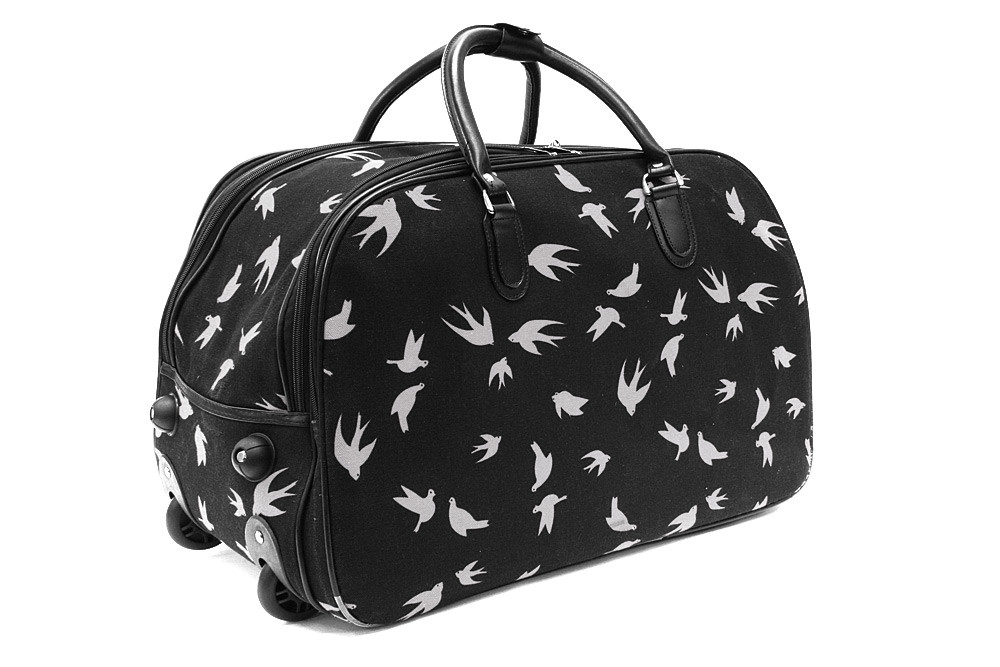 Černobílá velká cestovní látková taška se vzorem Madoline