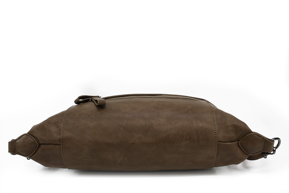Šedohnědá dámská kabelka s kombinací batohu Ebonita