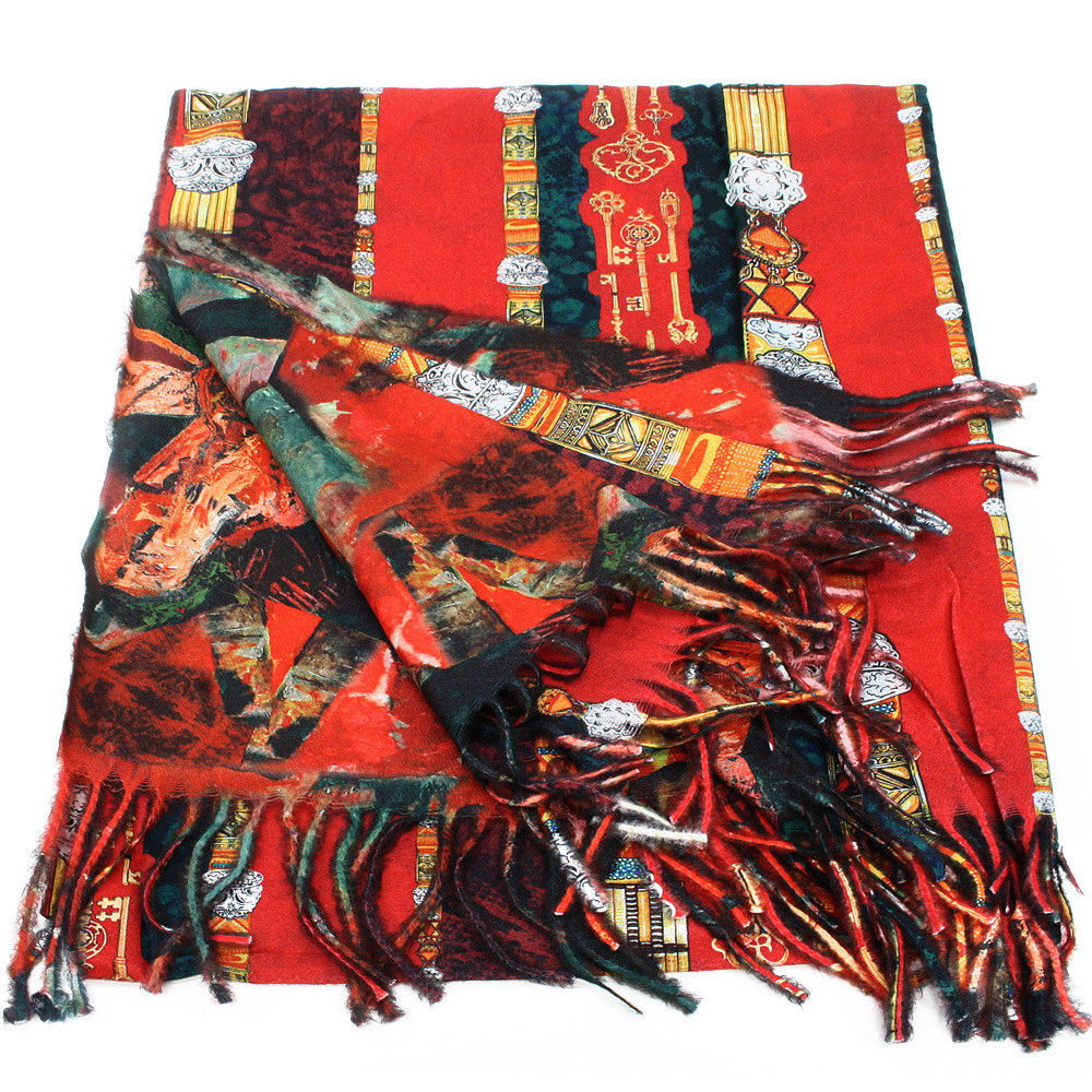 Červený oboustranný dámský módní šátek Tyeis