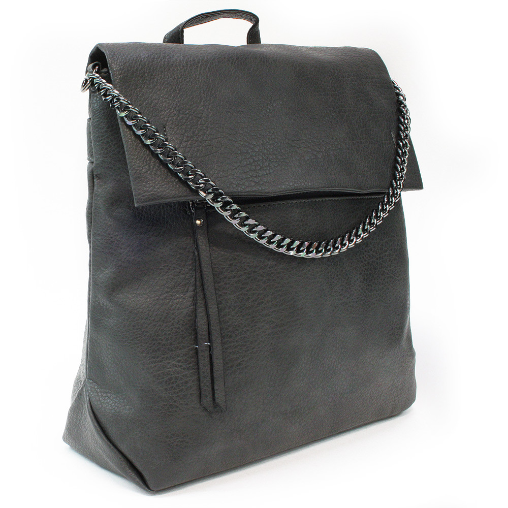 Tmavě šedý elegantní dámský batoh s kovovou ozdobou Aridai