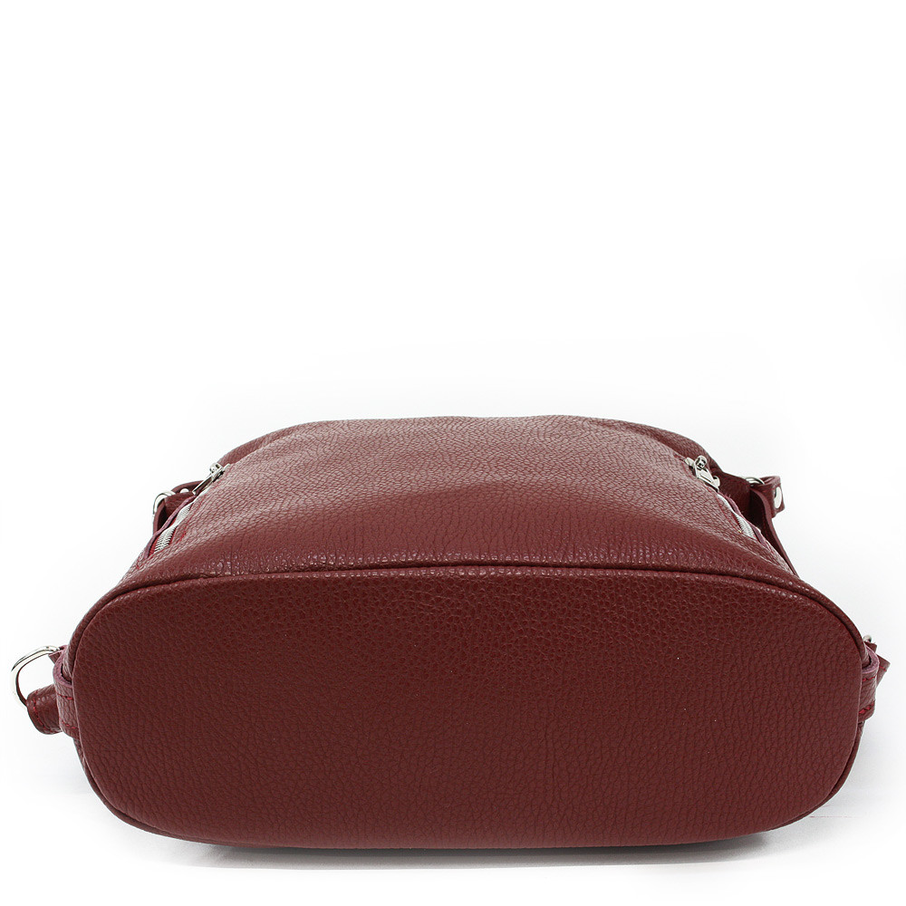 Červená dámská kožená kabelka s kombinací batohu Leyton