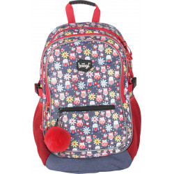 Modročervený zipový voděodolný školní batoh Shamer