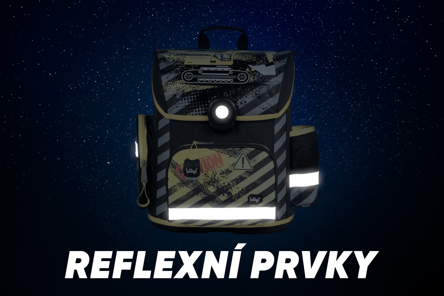 Klopnová voděodolná školní aktovka pro kluky s motivem bagru Aribert