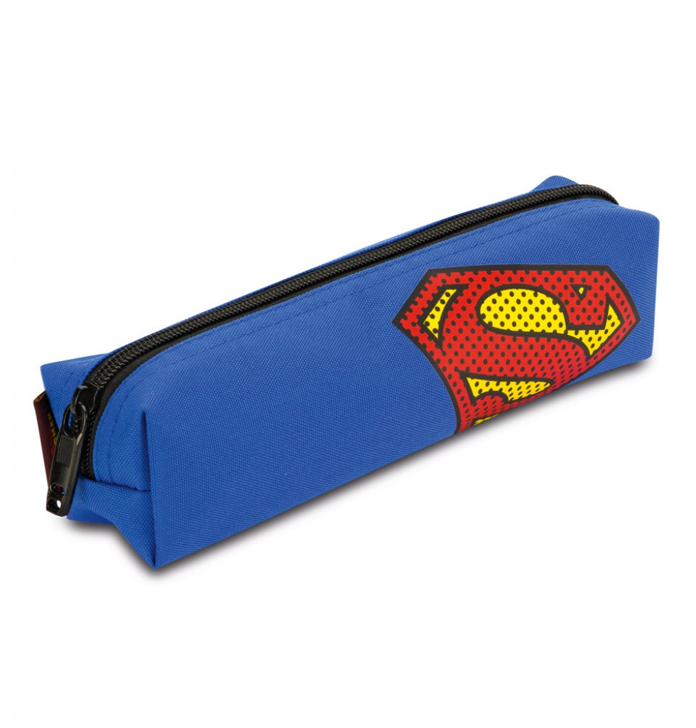 Modrý školní penál pro kluky s motivem ikonického komiksového hrdiny Superman