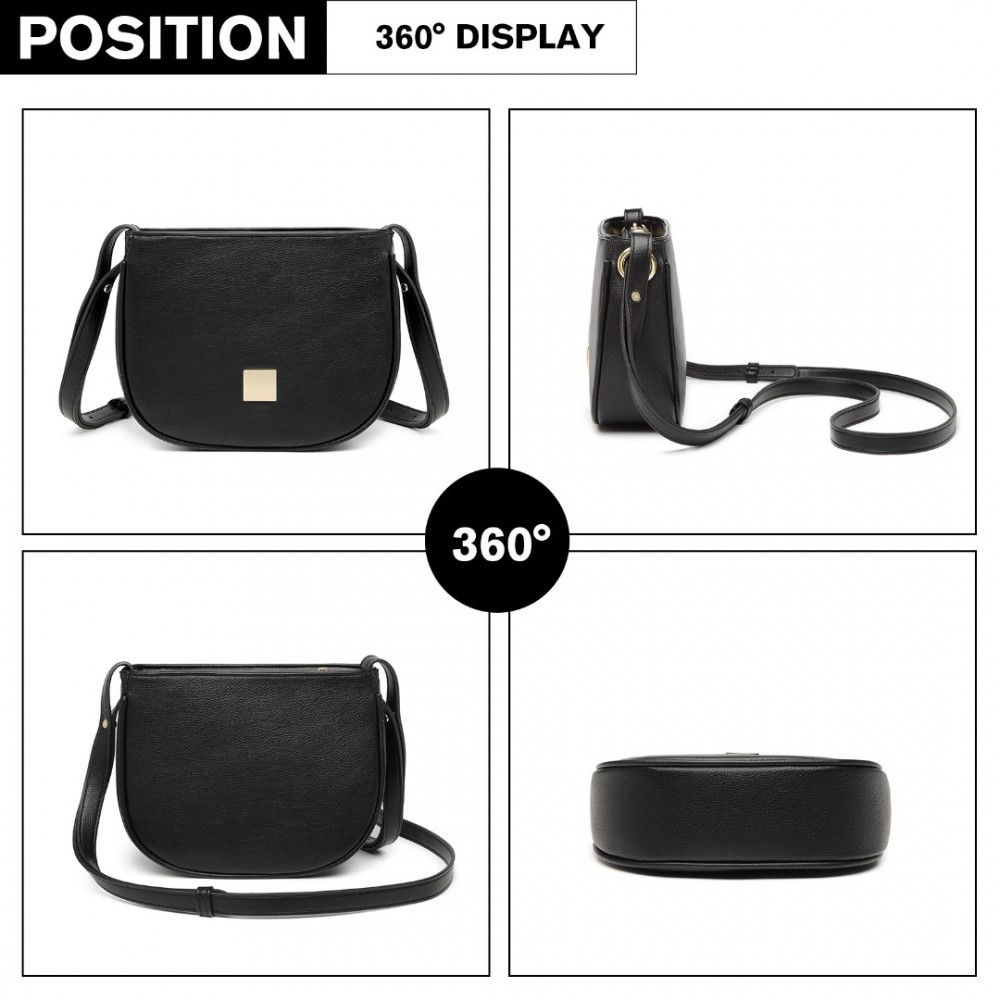 Černá jednoduchá elegantní dámská crossbody kabelka Maynard