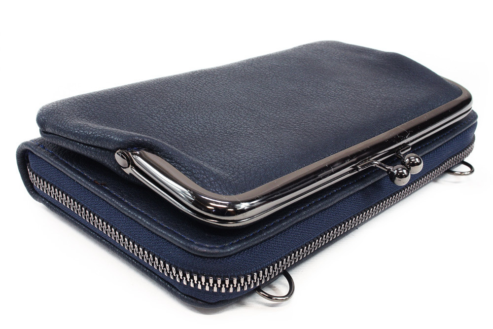 Tmavě modrá velká zipová dámská peněženka s popruhem Destrie