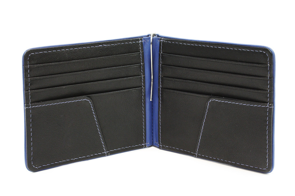 Modročerná pánská kožená peněženka s klipem Yahweh