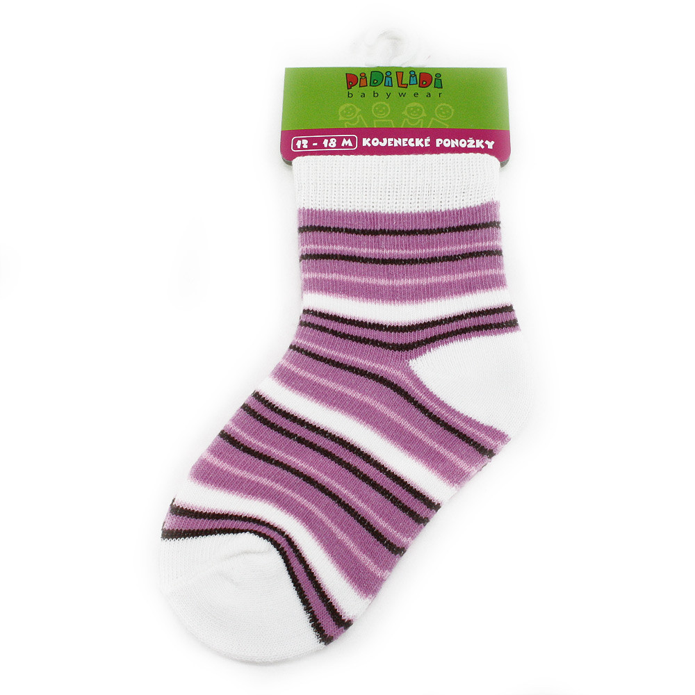 Růžovobílé pruhované kojenecké dívčí ponožky Edwin 12 - 18 měsíc