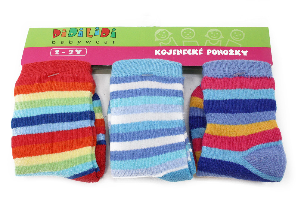 Pruhované dětské kojenecké ponožky 2 - 3 roky Semiel - 3 páry