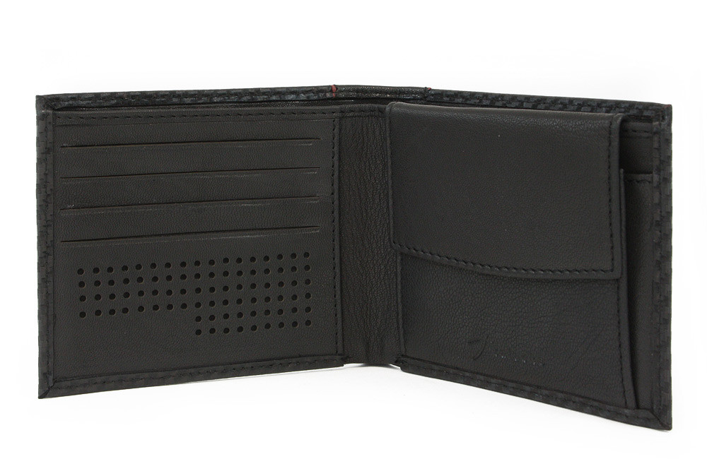 Černá pánská kožená peněženka s barevným pruhem Lucas
