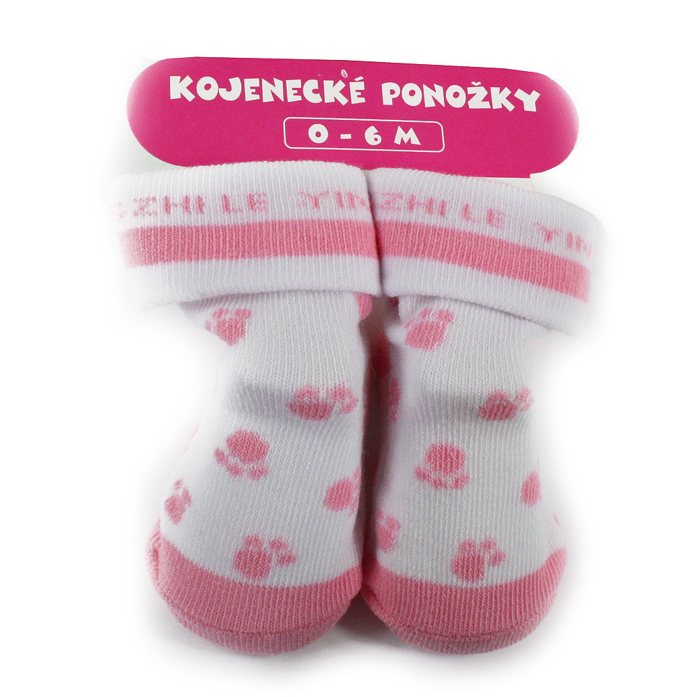 Růžovobílé dívčí kojenecké ponožky 0 - 6 měsíců Aileen - 1 pár