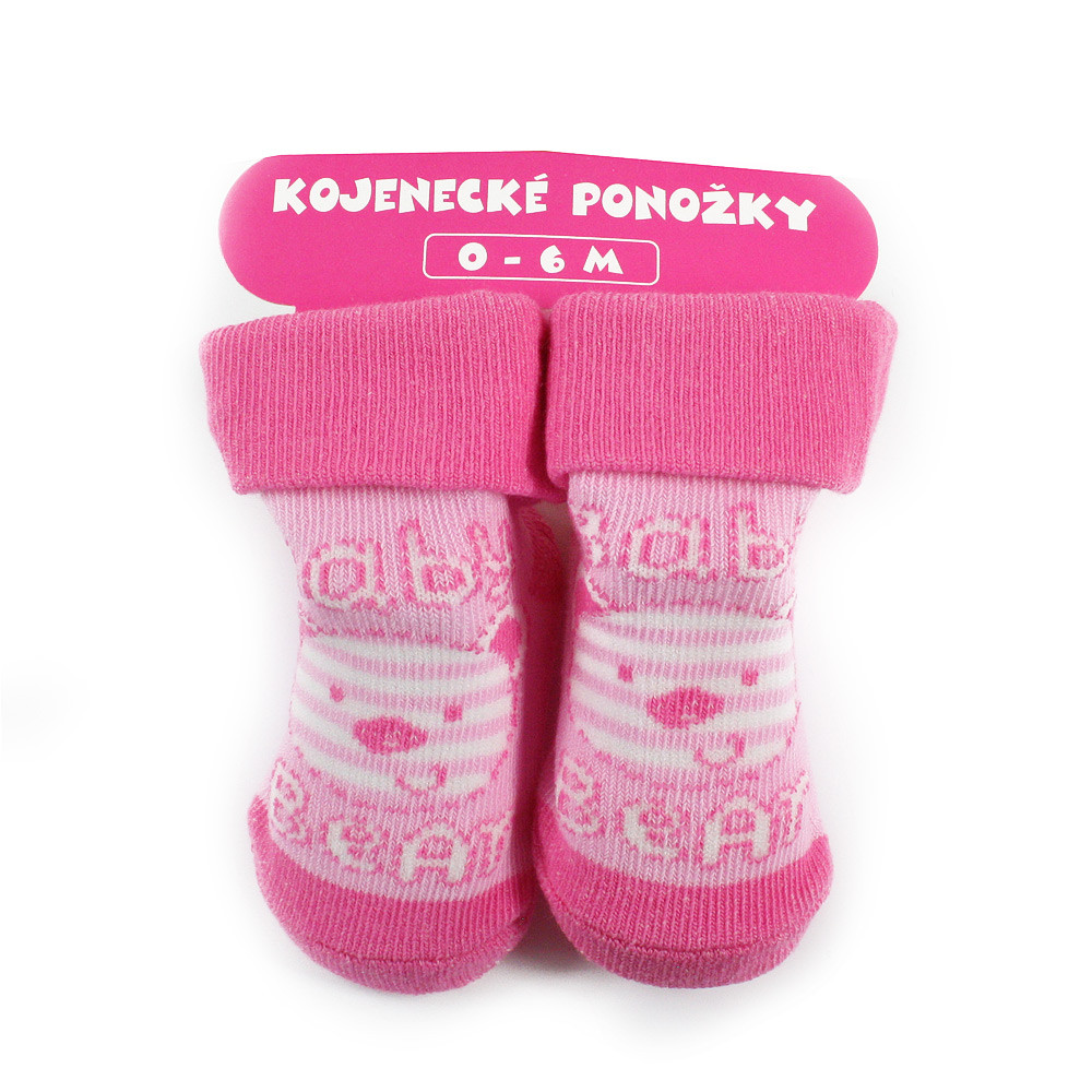 Světle růžové dívčí kojenecké ponožky 0 - 6 měsíců Aileen - 1 pár