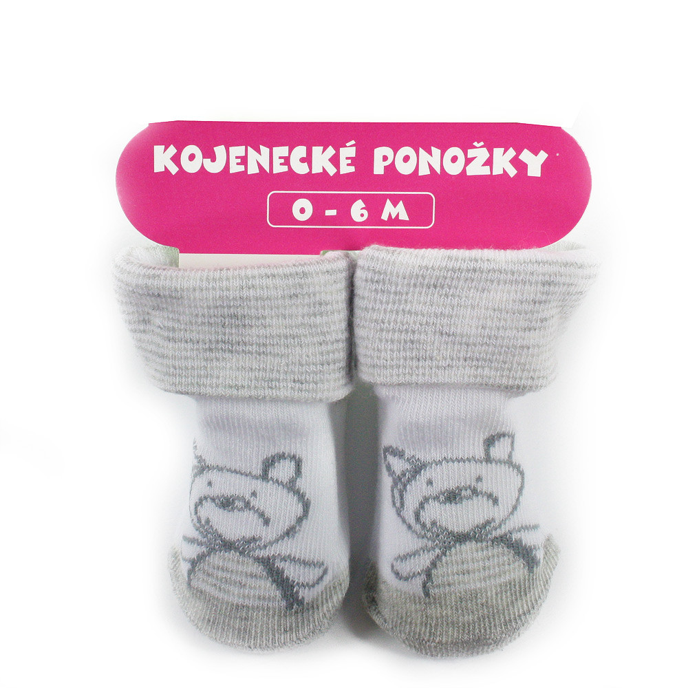 Bílošedé chlapecké kojenecké ponožky 0 - 6 měsíců Aileen - 1 pár