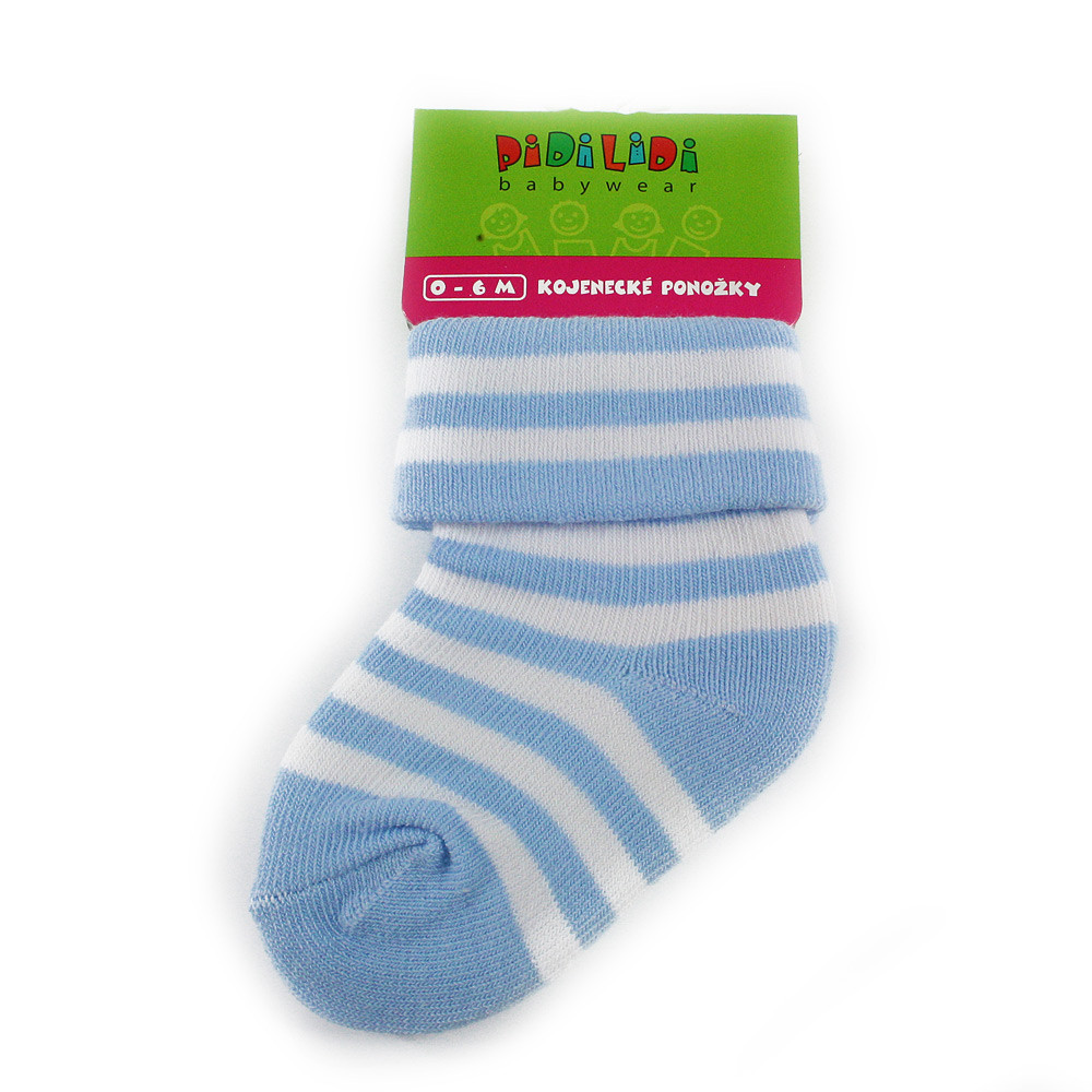 Modré pruhované chlapecké kojenecké ponožky Nathan 0 - 6 měsíců - 1 pár