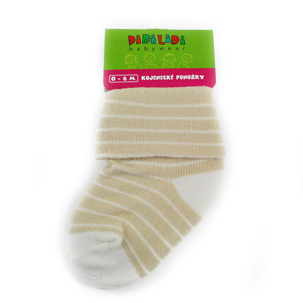 Béžové pruhované chlapecké kojenecké ponožky Nathan 0 - 6 měsíců - 1 pár