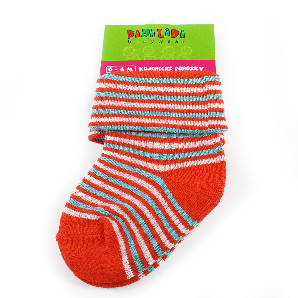 Oranžové pruhované chlapecké kojenecké ponožky Nathan 0 - 6 měsíců - 1 pár