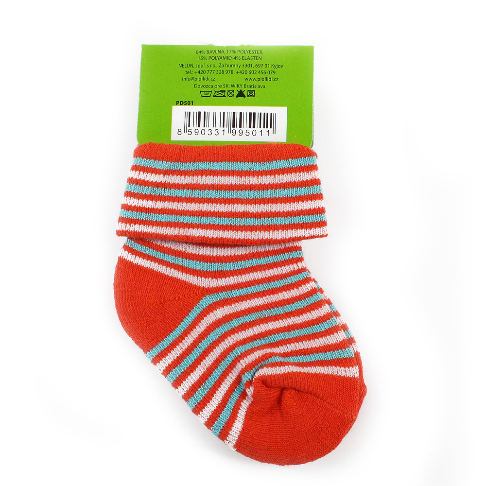 Oranžové pruhované chlapecké kojenecké ponožky Nathan 0 - 6 měsíců - 1 pár
