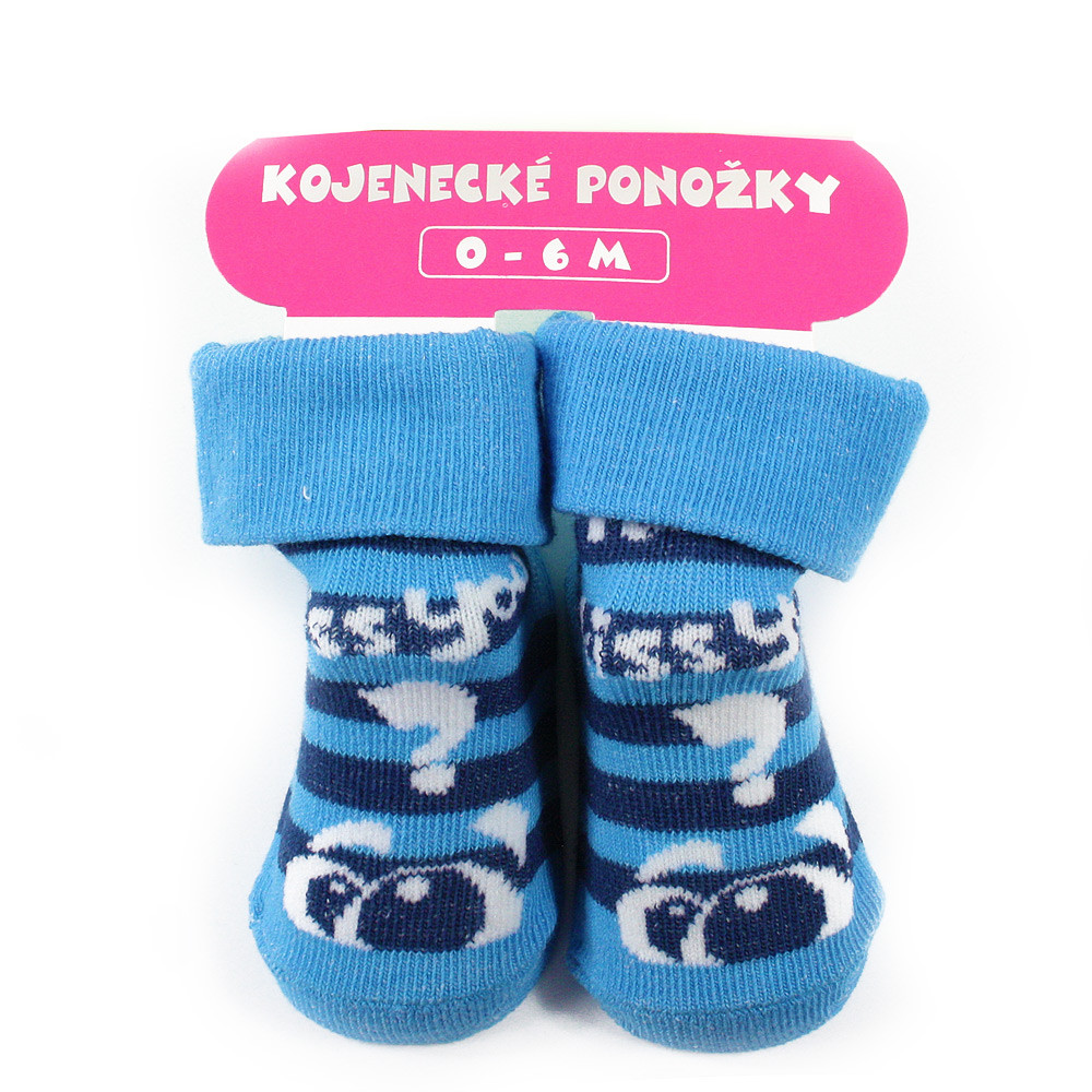 Modré pruhované chlapecké kojenecké ponožky 0 - 6 měsíců Judita - 1 pár