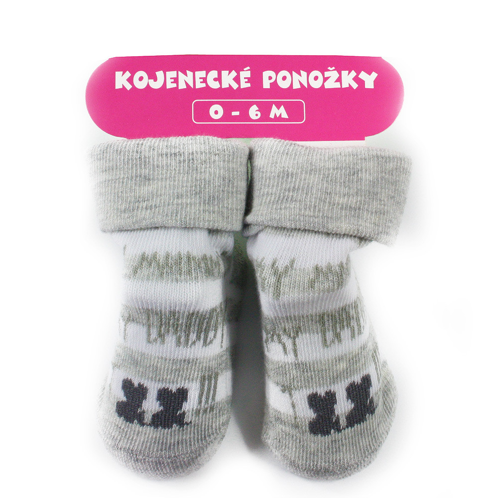 Bílošedé pruhované chlapecké kojenecké ponožky 0 - 6 měsíců Judita - 1 pár