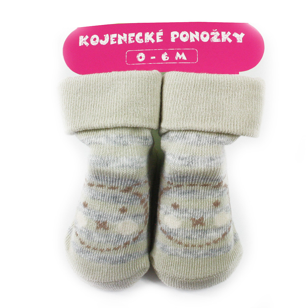 Béžové pruhované kojenecké ponožky 0 - 6 měsíců Judita - 1 pár