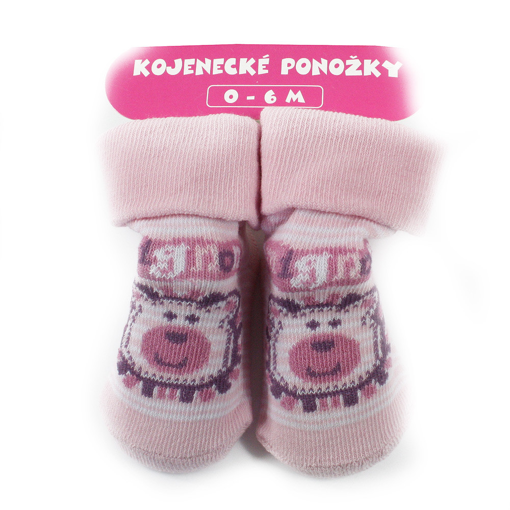 Růžové dívčí kojenecké ponožky 0 - 6 měsíců Judita - 1 pár