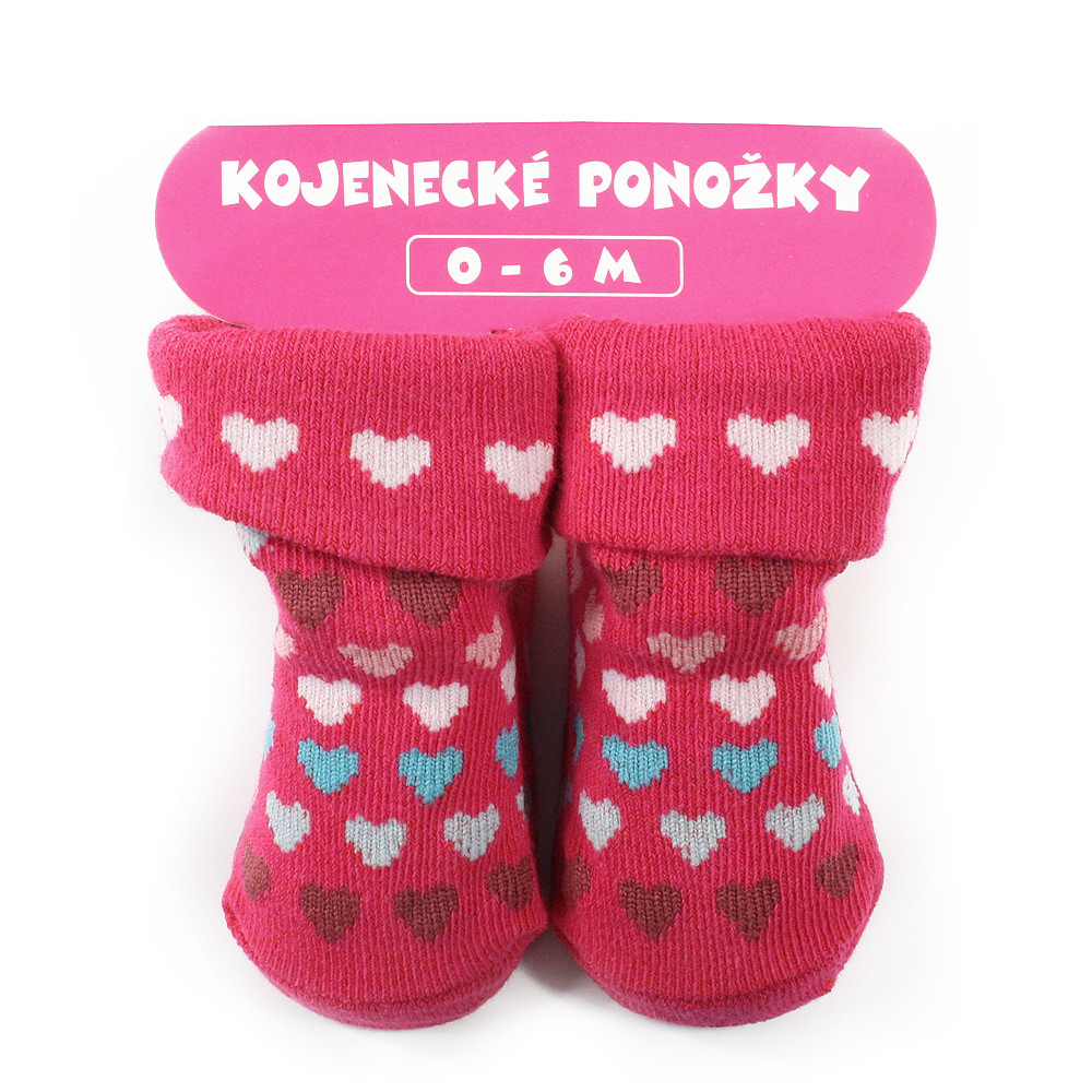 Tmavě růžové dívčí kojenecké ponožky 0 - 6 měsíců Dajana - 1 pár