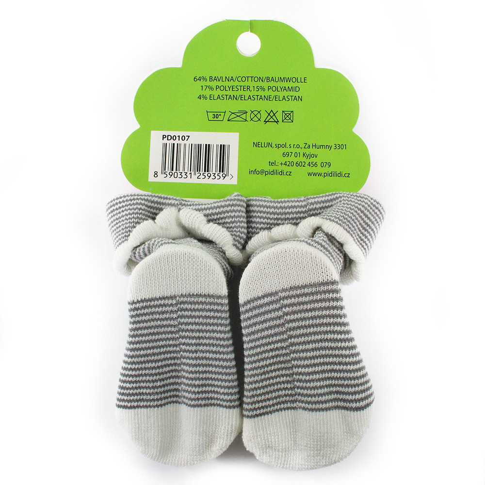 Šedé pruhované dívčí kojenecké ponožky 0 - 6 měsíců Dajana - 1 pár