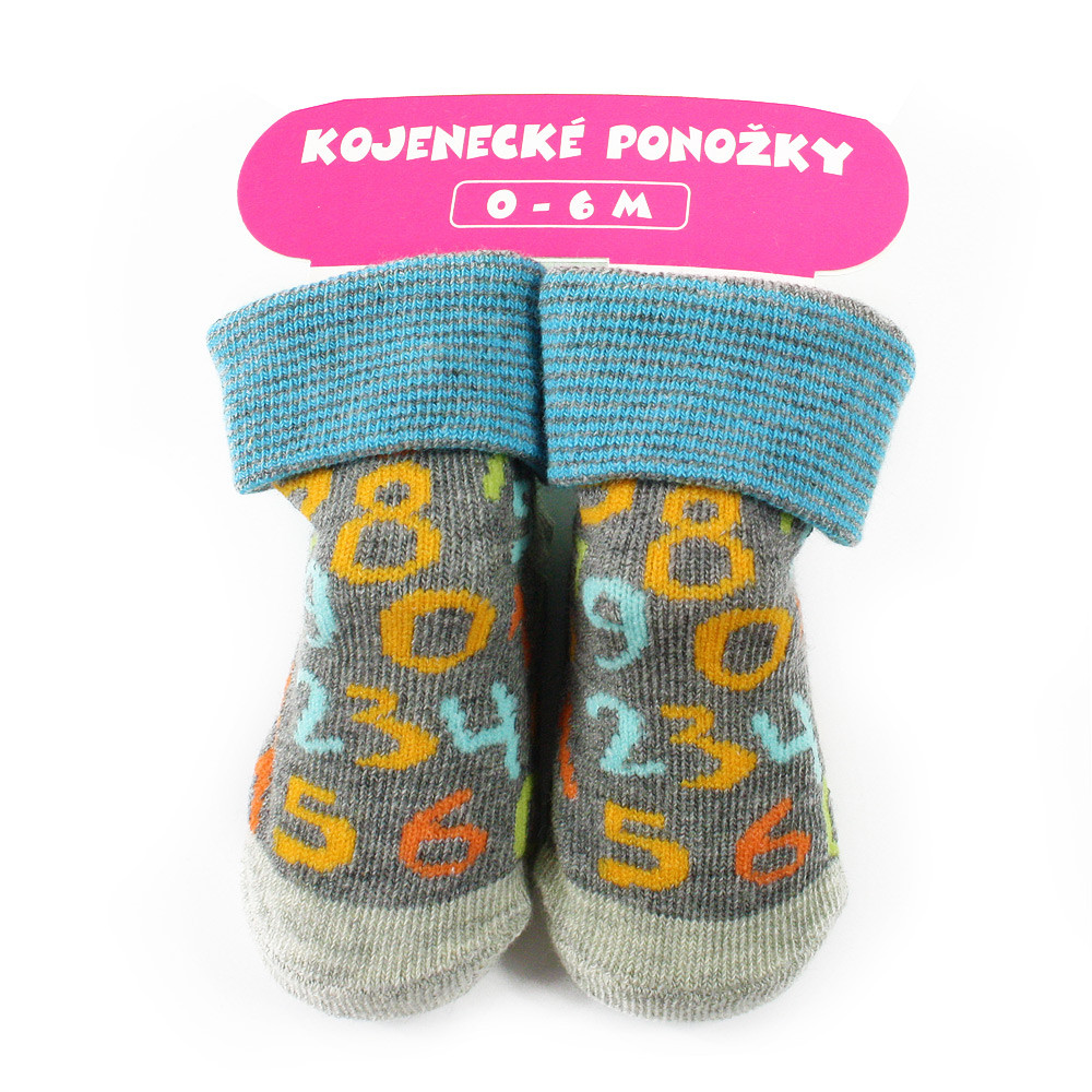 Šedomodré chlapecké kojenecké ponožky 0 - 6 měsíců Dajana - 1 pár