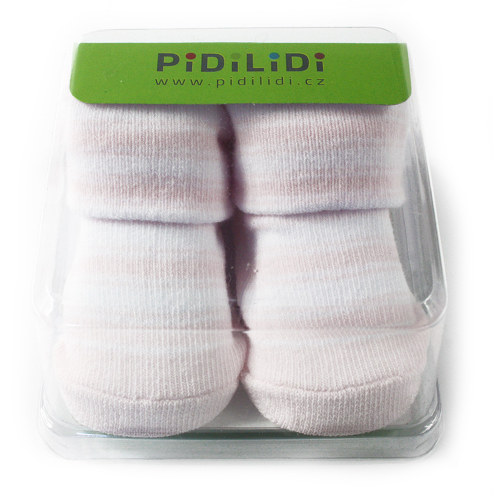 Bílorůžové pruhované kojenecké ponožky Radomila 0 - 6 měsíců - 1 pár