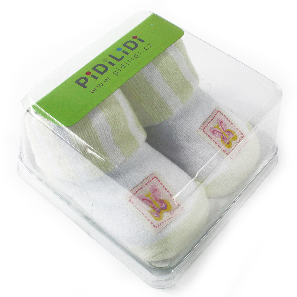 Bíložluté pruhované kojenecké ponožky Radomila 0 - 6 měsíců - 1 pár