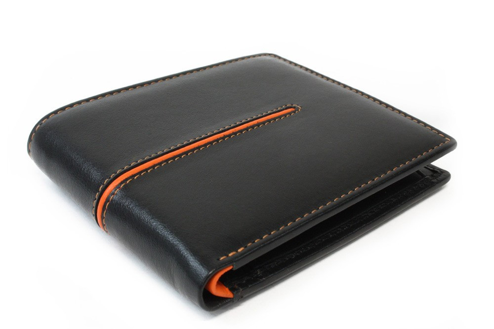 Černooranžová pánská kožená peněženka Germund