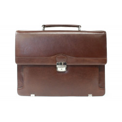 Hnědá kožená aktovka se čtyřmi vnitřními přihrádkami Declan