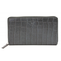 Tmavě šedá croco dámská kožená zipová peněženka Rutger