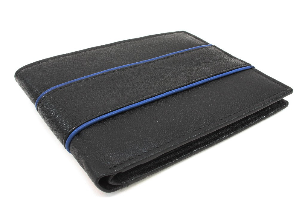 Černomodrá kožená peněženka - dokladovka Solbritt