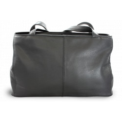 Černá kožená dvouzipová kabelka se dvěma popruhy Agrican