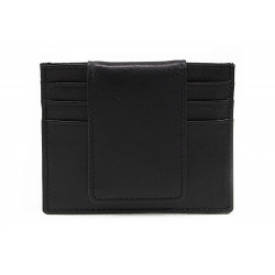 Černá pánská kožená dokladovka s klipem Halvard