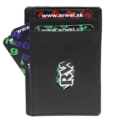 Černá jednoduchá kožená dokladovka Leif