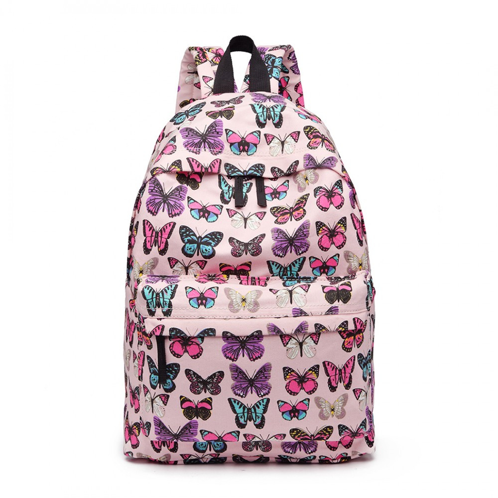 Růžový netradiční batoh s motivem motýlů Talmai