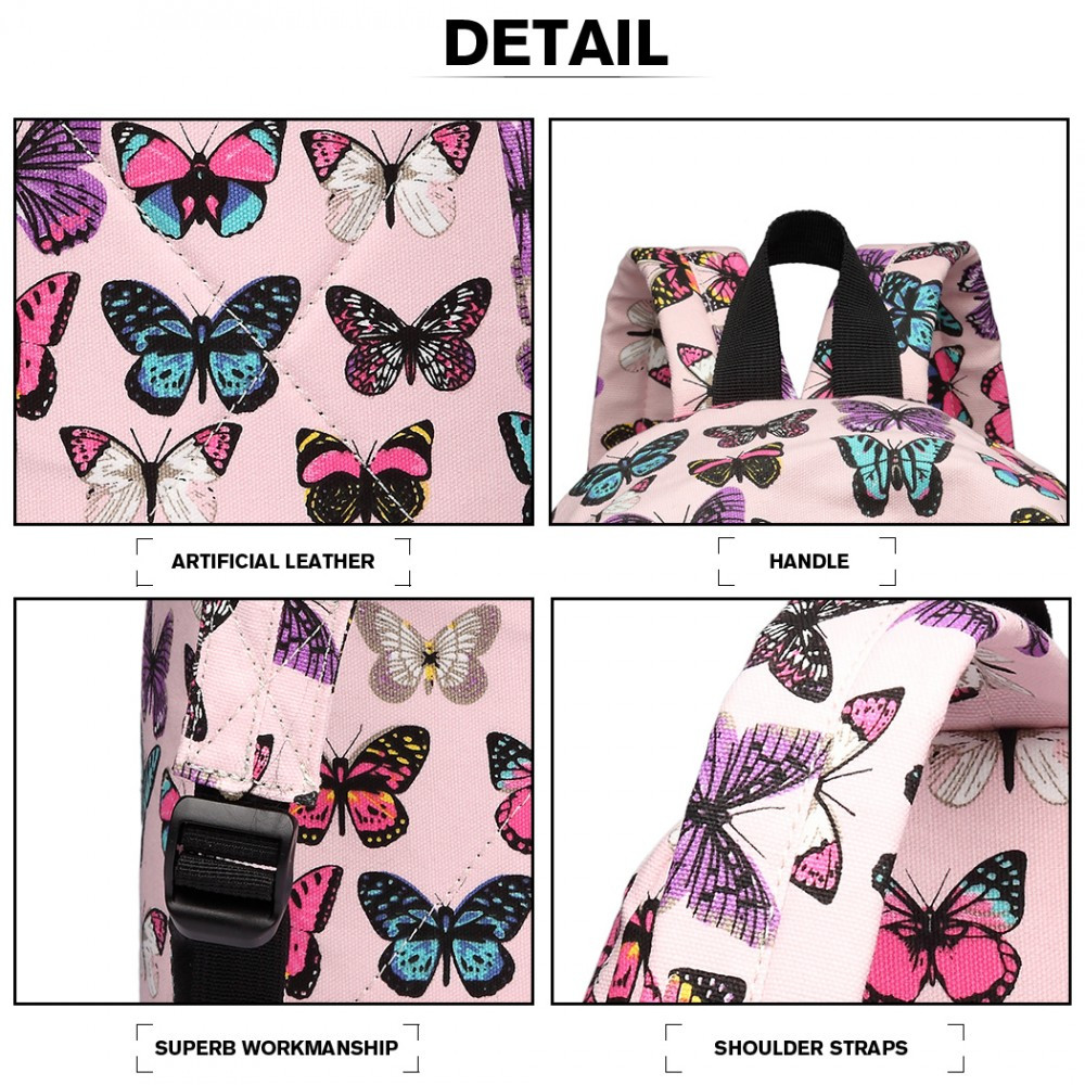 Růžový netradiční batoh s motivem motýlů Talmai