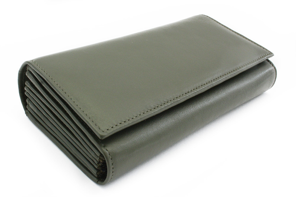 Tmavě zelená kožená číšnická peněženka Daniela