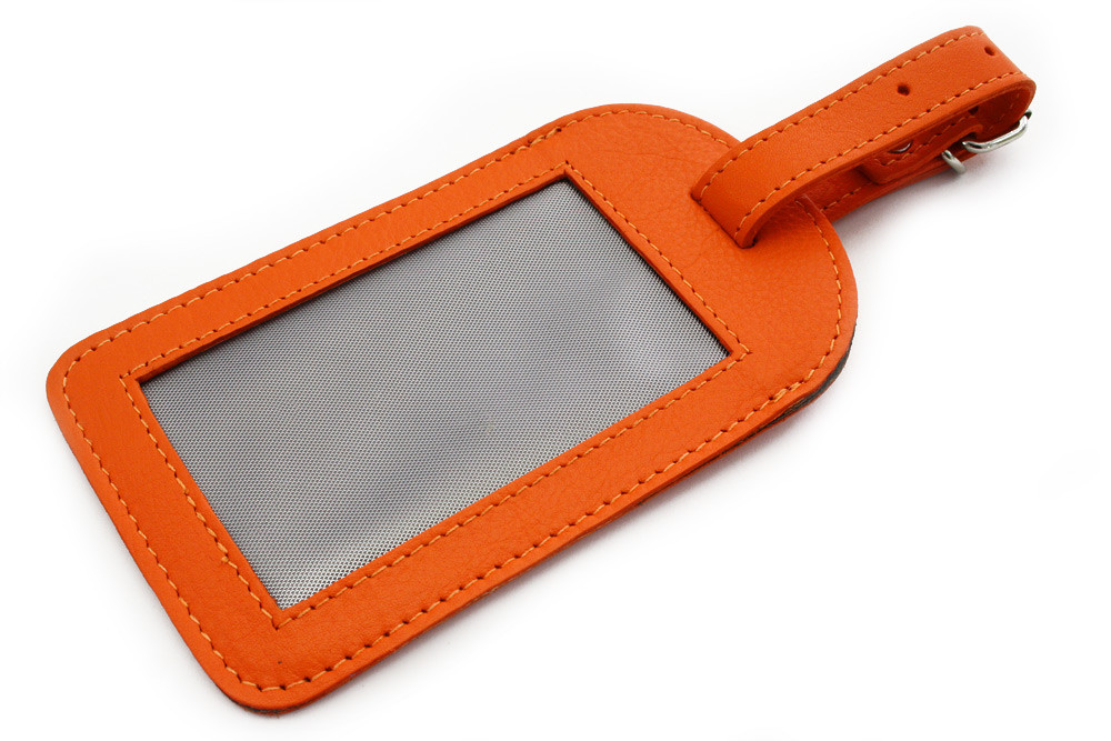 Oranžová kožená visačka na zavazadlo Brienli