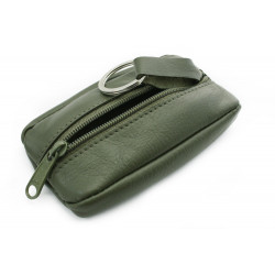 Tmavě zelená kožená klíčenka Lana